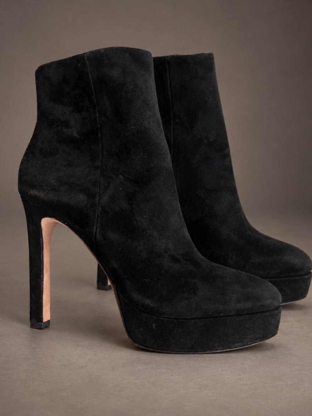 Veronica Beard Dali Black Suede Platform Ankle Boots Stiletto Side Zip 5
